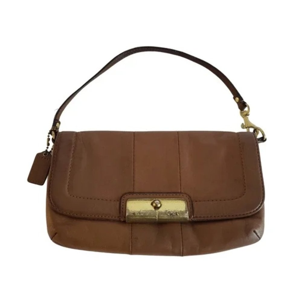 Coach Cognac Saddle Leather Kristin Large Wristlet Clutch Wallet